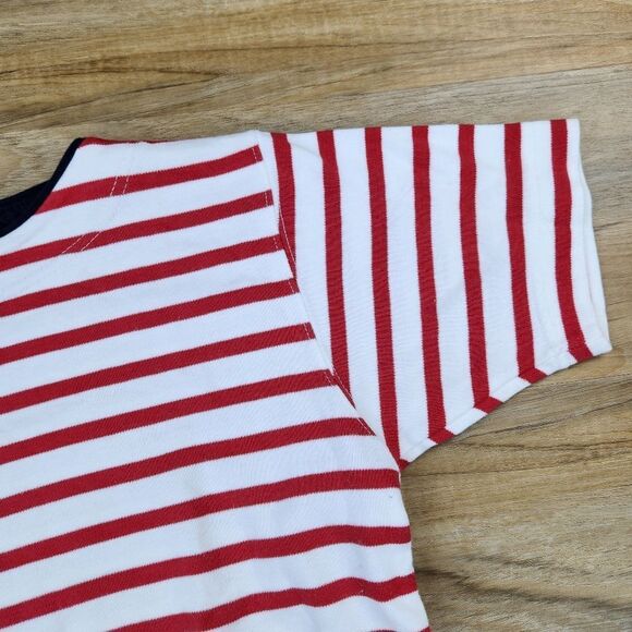 🔺️Dockers White & Red Striped Short Sleeve Top Small - Picture 5 of 9